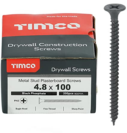 Timco PH2 Schnellbauschraube Schwarz, 200 Stück, 00100DRYS