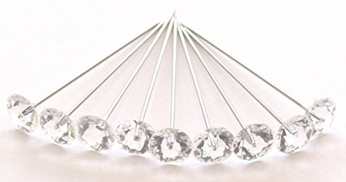 10 x DIAMANTIE LAPEL PINS IDEAL FOR CORSAGE'S, BUTTON HOLES ETC 10 x 2 (50mm)