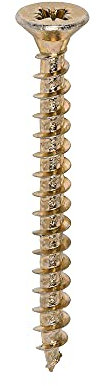 TIMCO Solo Chipboard & Woodscrews - Gold - 5.0 x 50 - Box of 200 - A Single Thread woodscrew mainly Used in Various Types of Timber and Man-Made Boards or into Masonry with The use of Plastic Plug