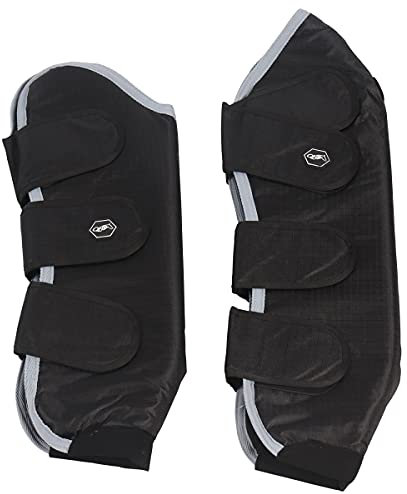 QHP Transportgamaschen 4er Set aus Ripstopmaterial schwarz Klettverschlüsse (Warmblut)