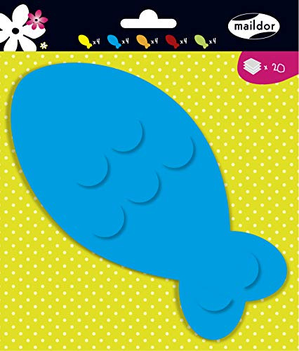 Clairefontaine 26526C - Packung mit 20 Gestalten zum Dekorieren 16,5x17 cm, 130g, mit Vorgestantz, Fische, 1 Pack