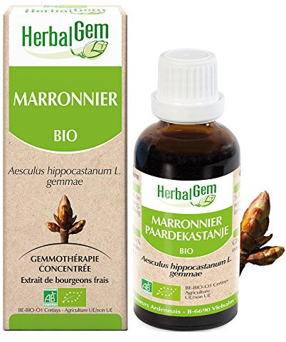 HERBALGEM - Macérât-Mère - Marronnier Bio - Complément Alimentaire Gemmothérapie Concentrée - Extrait De Bourgeon Frais - Pour Circulation Sanguine - Vegan - 30 ml