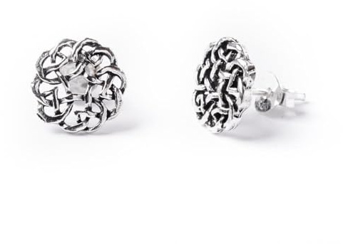 81stgeneration Pendientes Botón Nudo Celta Plata de Ley 925 Mujer | Pendientes Botón Escudo Eterno | Joyería Tradicional Irlandesa | Regalo Simbólico Espiritual | Pendientes Flores Nudos Forma Disco