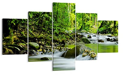 ARTTOR Tableau sur Toile Décoratif 125x70 cm Paysages Forêt - 0174 | Flux Nature Impression sur Toile Grand Décoration Murale Art Mural Toile Imprimée Salon Chambre Cuisine ARTTOR