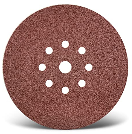 MENZER Red Disques abrasifs auto-agrippants, 225 mm, 9 trous, p. Ponceuses à plâtre, Corindon normal (Lot de 25) G240
