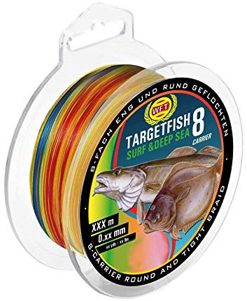 WFT TF8 Surf Deep Sea Multicolor 300m - Meeresschnur, Durchmesser/Tragkraft:0.30mm / 28kg Tragkraft