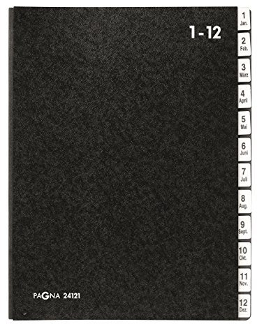 Pagna Pultordner Classic (Pultmappe, 12 Fächer , 1-12/Jan-Dez) schwarz, A - Z