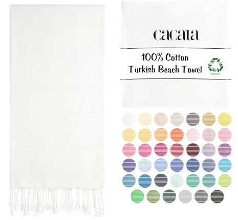 Cacala Türkische Badetücher, Pure-Serie, Baumwolle, weiß, 95 x 175 x 0.5 cm