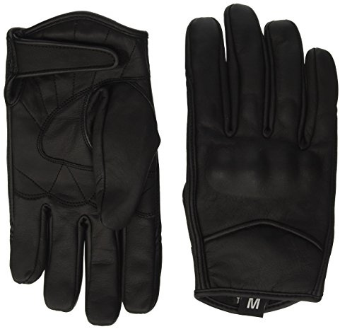 Bikers Gear UK Motorradhandschuhe kurz - Harley Cruiser-Stil - thermoisoliert - wasserdichtes Hipora-Futter - Leder - Schwarz - L