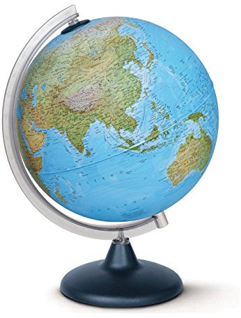 Toyland Globo Mappamondo Luminoso Geografico Elite 25 CM Novarico Arredo Camera Ufficio Ocean Blue Resina Politico