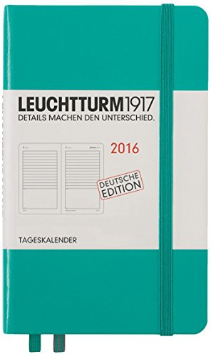 LEUCHTTURM 347260 Tageskalender 12 Monate Pocket, A6, 2016, Deutsch, smaragd