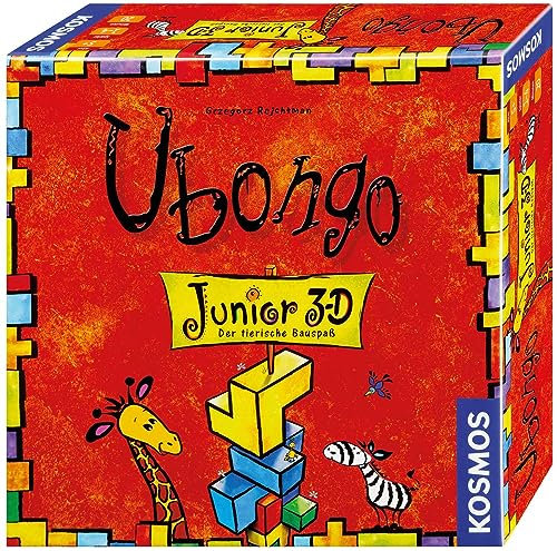 KOSMOS 697747 Ubongo 3-D Junior, Der tierische Bauspaß, rasantes Kinderspiel ab 5 Jahren, mit 3D-Bausteinen, Brettspiel, Familienspiel, fördert Konzentration und logisches Denken