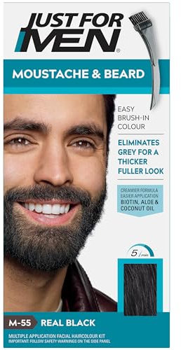 Just for men Moustache & Beard eliminiert Grau für einen dickeren und volleren Look - M55, Schwarz (Real Black)