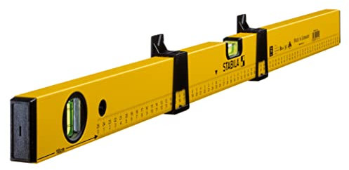 STABILA Wasserwaage Type 70 MAS, 80 cm, leichtes Alu-Profil, 2 Markierschieber, 2 metrische Skalen, 1 Horizontal-Libelle, 1 Vertikal-Libelle, Made in Germany, Gelb