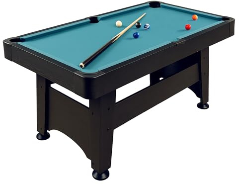 Winsport Billardtisch Chicago, Kleiner robuster Poolbillard Tisch für Kinder, stabile Fußkonstruktion mit Stellfüßen, Größe 155x85 cm ca. 45 kg. inkl. kpl. Spielzubehör