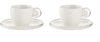 Guzzini - Gocce, Set 2 Tazzine da caffè in Porcellana con Piattino - Trasparente, 25 x 17 x h9 cm | 50 CC - 26690000