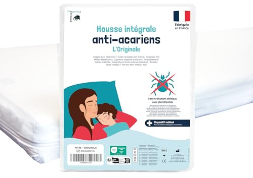 PharmaHousse - Funda Antiácaros Integral para Colchón - Producto Sanitario - Garantía de 10 años - Cubierta Protectora sin Tratamiento o laminación