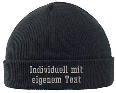 Wolfszeit personalisierte Strickmütze 2-Zeilig mit Wunschtext Bestickt