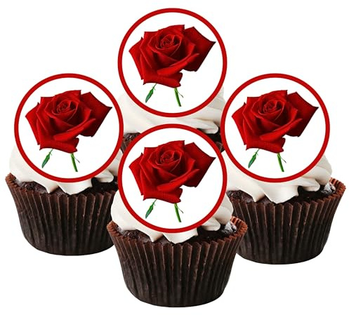 24 Rose Blume essbarem Premium Stärke Süße Vanille, Wafer Reispapier Cupcake Topper/Dekoration