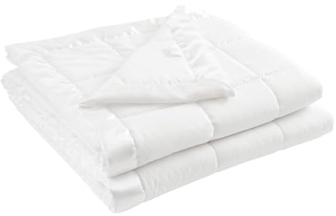 Madison Park Windom Down Alternative Blanket, Premium 3M Scotchgard Moisture Wicking Treatment, Lightweight and Soft Bed Cover For All Season, Satin Trim, White Twin