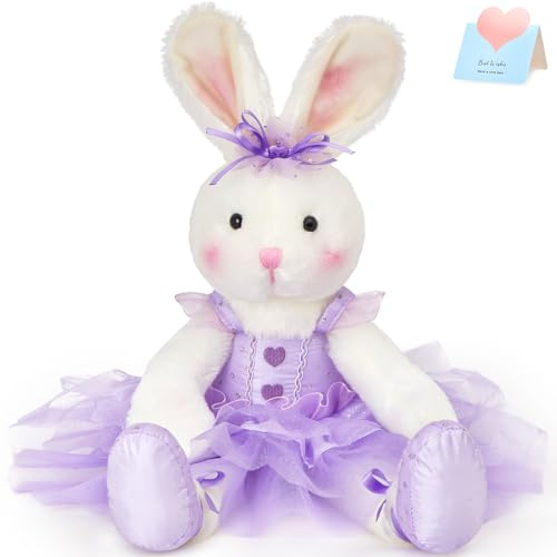 WEWILL 20‘’ Ballerina Bunny Stuffed Animal Ballet Rabbit Doll Adorable Soft Long Legs Plush Toys Girls Gift on Easter Birthday Christmas Festivals (Purple)