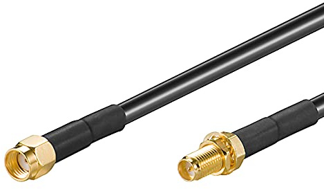 WLAN Antennenkabel 2m, RP-SMA Stecker auf RP-SMA Buchse, vergoldet Schwarz