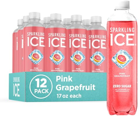 Sparkling Ice, Pink Grapefruit Sparkling Water, Zero Sugar Flavored Water, with Antioxidants and Vitamins, Zero Sugar, 17 fl oz Bottles (Pack of 12)