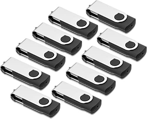 USB Sticks, 4GB USB Flash Drive 10 Pack, AreTop Memory Stick 2.0 4GB Thumb Drives Pen Drives, Swivel Design, with LED Indicator for Computer/Tablet/Laptop/Car/TV(10 Black With Lanyard)