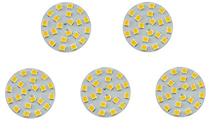 CBconcept 5 Pack, BackPin LED G4, 320 Lumens, 2 Watt (20W Equal), Pure White 6000K, 180 Degree Beam Angle, Dimmable, Low Volt AC-DC 12 Volt, JC G4 BiPin Base LED Disc Halogen Replacement Bulb