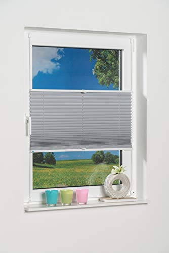 K-home 257730-1 Klemmfix-Plissee Palma Grau 40 x 130 cm +++Verdunklung+++