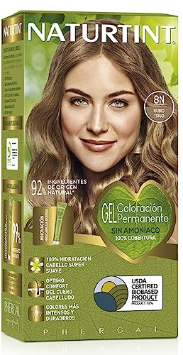 Naturtint Colorazione senza ammoniaca, Copertura dei capelli grigi al 100%, Ingredienti vegetali, Colore naturale e di lunga durata, 8N Biondo Grano, 170ml