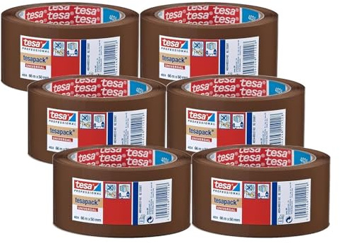 tesapack 4024 Ruban adhésif universel pour paquets en film PE - ruban adhésif d'expédition pour déroulement silencieux - résistant aux intempéries et au vieillissement - marron - 66m x 5cm |6 pièces