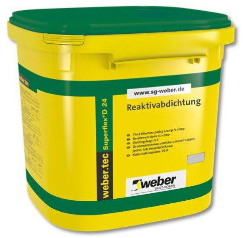 Weber.tec Superflex D 24 | 24 kg | Reaktivabdichtung - hochflexible und bitumenfreie Dickbeschichtung zur erdberührten Außenabdichtung | unter Estrich oder als Kleber für Polystyrol-Hartschaumplatten