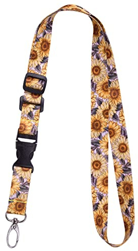 Wisdompro nyckelband lång, avtagbart nyckelband med längdjusterbara tryckknappar och nyckelknippa klämma krok, snodd för ID-kort, nycklar, GUL, One size