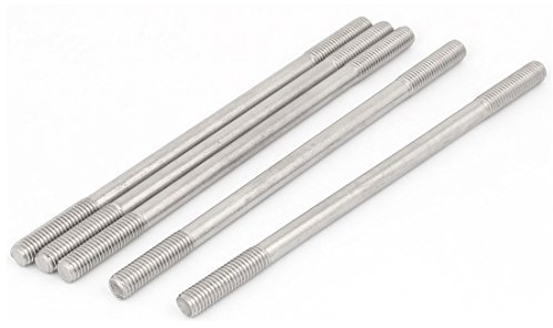 sourcing map Goujon Double Extrémité Filetage Tige Vis Boulon Serré Réglable Pousser M8 x 160mm 5Pcs