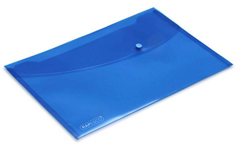 Rapesco 0687 ECO Recycelte Dokumentenmappe mit Druckknopf, A4+, Helles Transparentes Blau, 5 Stück