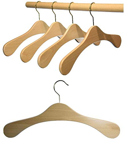Hagspiel Kleiderbügel aus Holz, Garderobenbügel aus Buchenholz, natur lackiert 5 Stk.