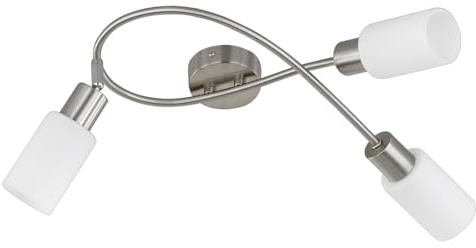 Reality Leuchten Deckenleuchte Mars R80013907, Metall Nickel Matt, Glas Matt Weiß, 3 X E14 |