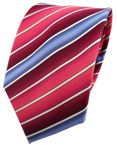 TigerTie Designer Krawatte in rot bordeaux rosé blau creme gestreift