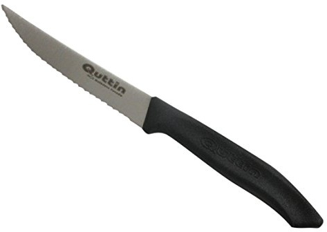 Quttin Basic -Cuchillos para bistec, 11,5 cm, mango de color negro, pack de 12