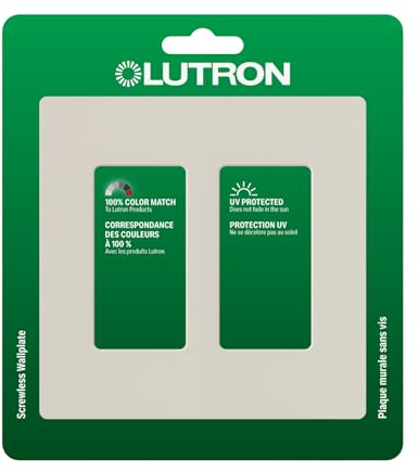 Lutron Claro 2 Gang Decorator Wallplate, CW-2-LA, Light Almond