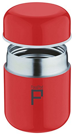 Drink Pod Stainless Steel Vacuum Insulated Leak-Proof Food Pod Capsule Flask 6 Hours Hot 24 Hours Cold, Red, 280ml