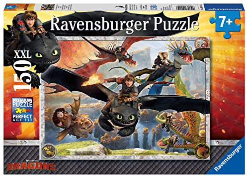 Ravensburger Kinderpuzzle - 10015 Drachenzähmen leicht gemacht - Dragons-Puzzle für Kinder ab 7 Jahren, mit 150 Teilen im XXL-Format