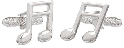 Gemelli per camicia con note musicali semi quaver in scatola onice art, Misura unica, Rodio, argento, Senza_pietra