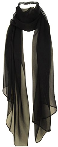 Avenella Uni-Farbener extralanger Seidenschal, ca. 220x52 cm; Schal aus reiner Seide; einfarbig Weiss, Schwarz oder Rot