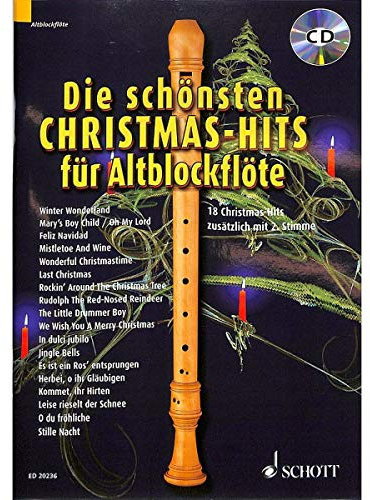 Die schönsten Christmas-Hits für Altblockflöte mit CD - eignen sich sowohl für den Unterricht als auch zum Spielen und Üben - mit bunter herzförmiger Notenklammer