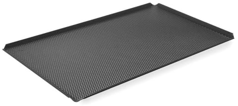 HENDI Backblech, perforiert, mit PTFE Antihaftbeschichtung, 4 Aufkantungen, geeignet zur Verwendung in Öfen, Blech, Ofenblech, Kuchenblech, Lochblech, GN1/1, 530x325x(H)10mm, Aluminium, schwarz