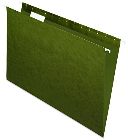 Pendaflex Recycled Hanging File Folders, 25 Pack, Green, Legal Size (8.5 x 14), 5 Tab Positions, Includes Tabs and Inserts, Eco-Friendly Hanging Files for Office and Document Organization
