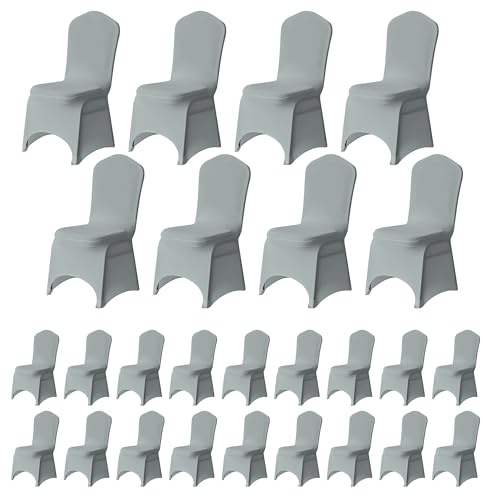 Trimming Shop Housse de Chaise en Spandex argentée, Housse de siège Universelle pour Repas, fêtes et Mariages, Lot de 100