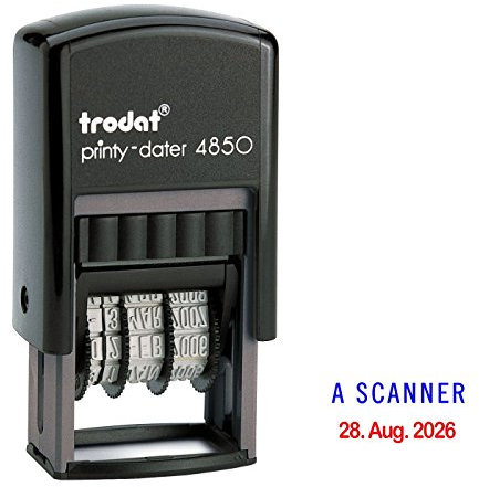 Trodat Printy Dater 4850 Date Tampon Avec Deux oreillers de Couleur + Votre texte, nom de la Tampon:a Scanner